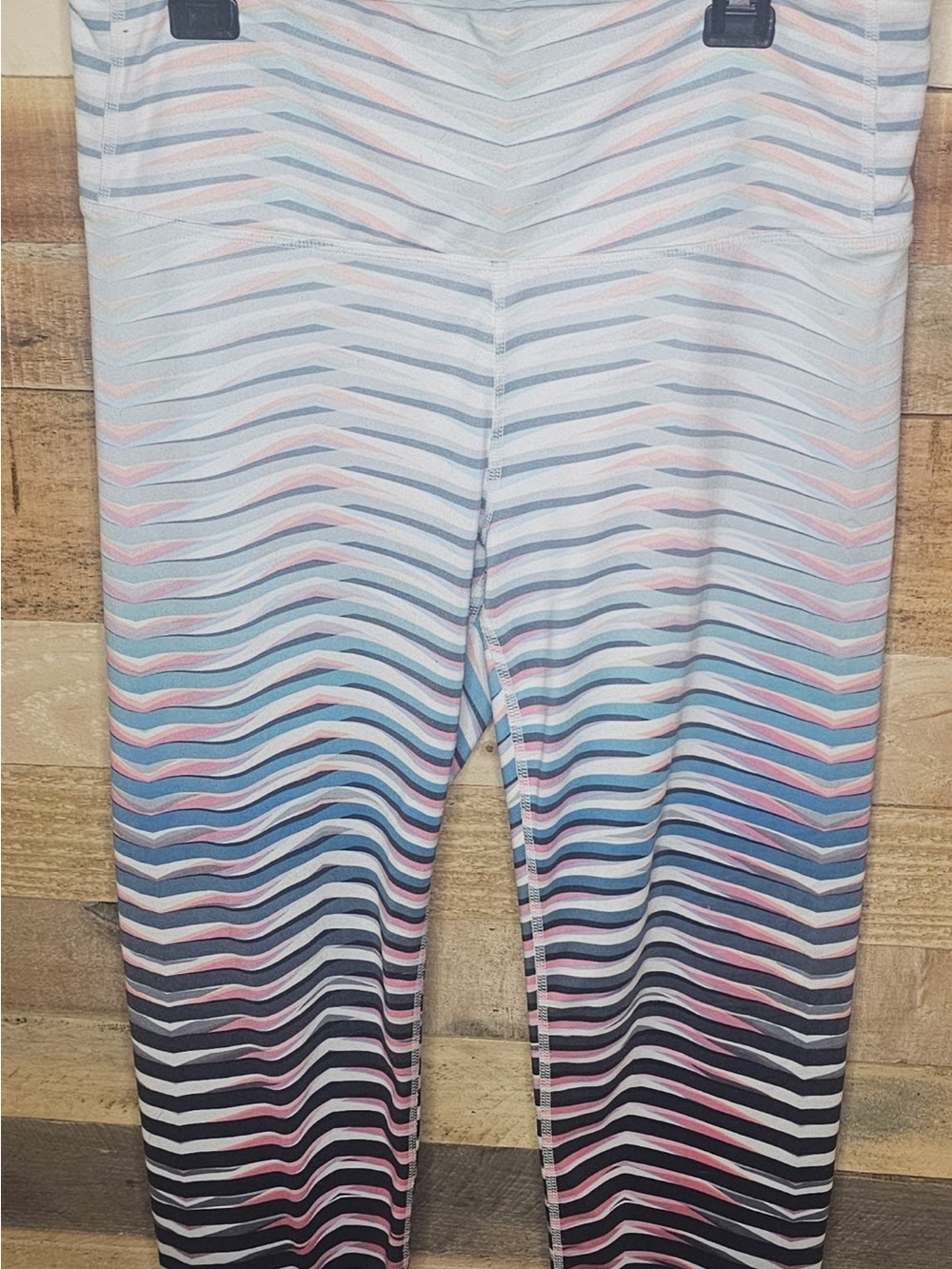 Atheleta Striped Ombre Leggings - Blue, Pink & White